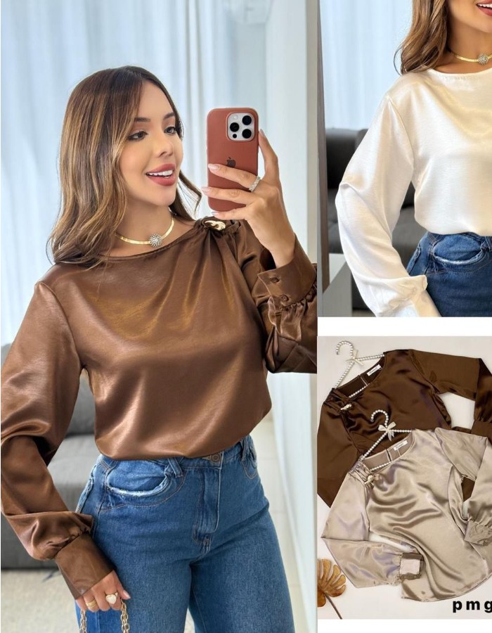 Blusa Cetim Fivela