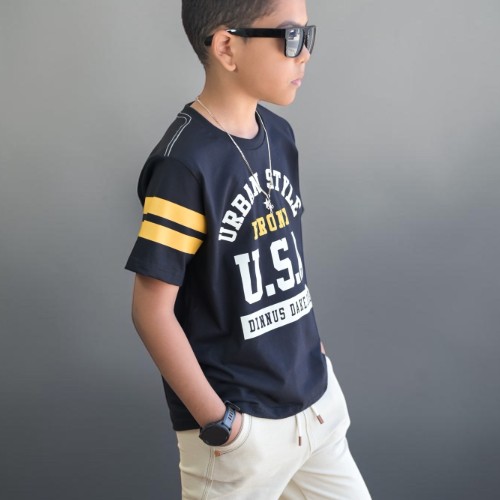 Camisa estampada preta USA