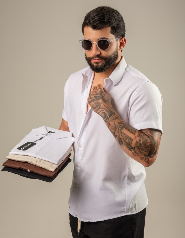 Camiseta Social  Linho Manga Curta