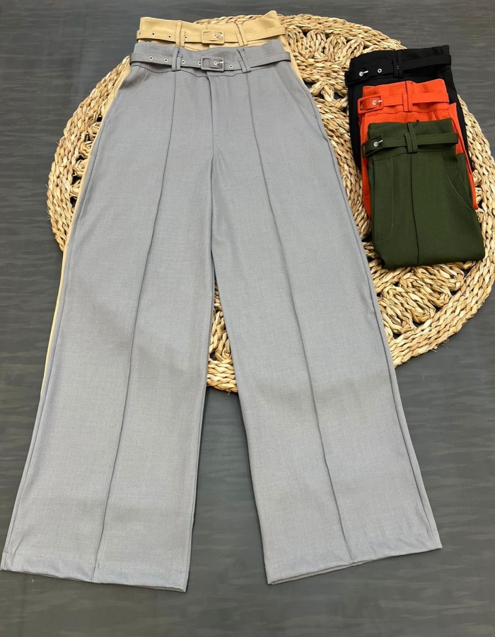 CALÇA PANTALONA MARANTE COM CINTO COR DA PEÇA 