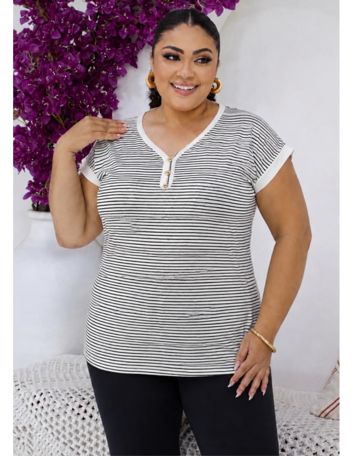 Blusa fio torcido listra fina 