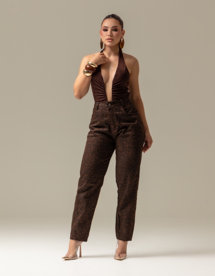 CALÇA RETA ANIMAL PRINT