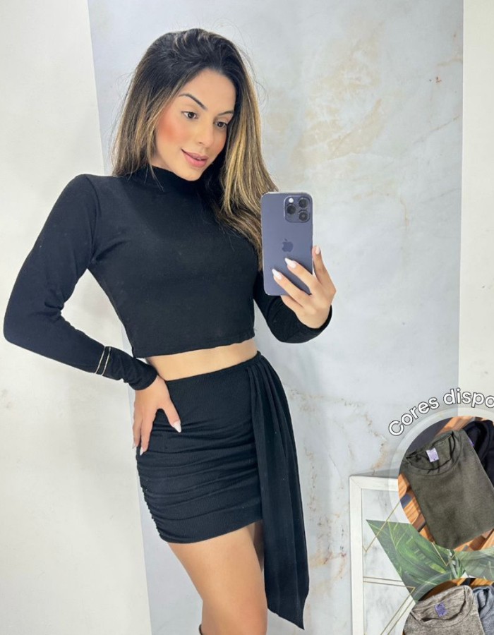 CROPPED MANGA LONGA LANZINHA