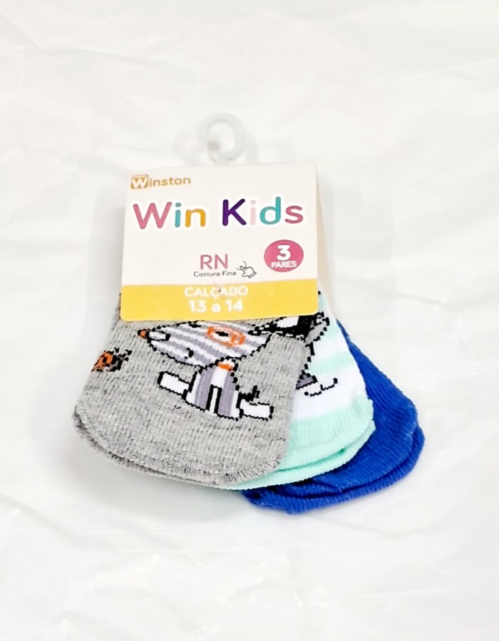 KIT MEIA ESTAMPADA 3 PARES WIN KIDS
