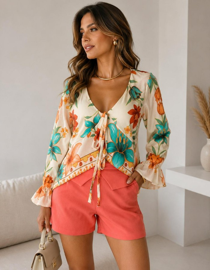 BLUSA MANGA ESTAMPADA