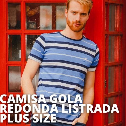 Camisa careca listrada plus size
