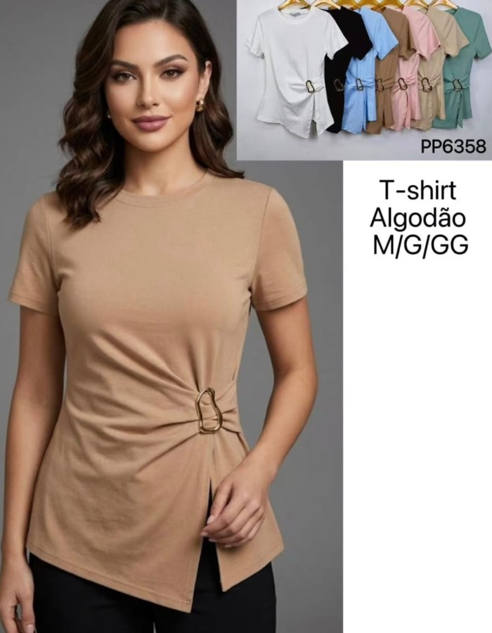 T-SHIRT ALGODÃO COM ELASTANO C/ FIVELA