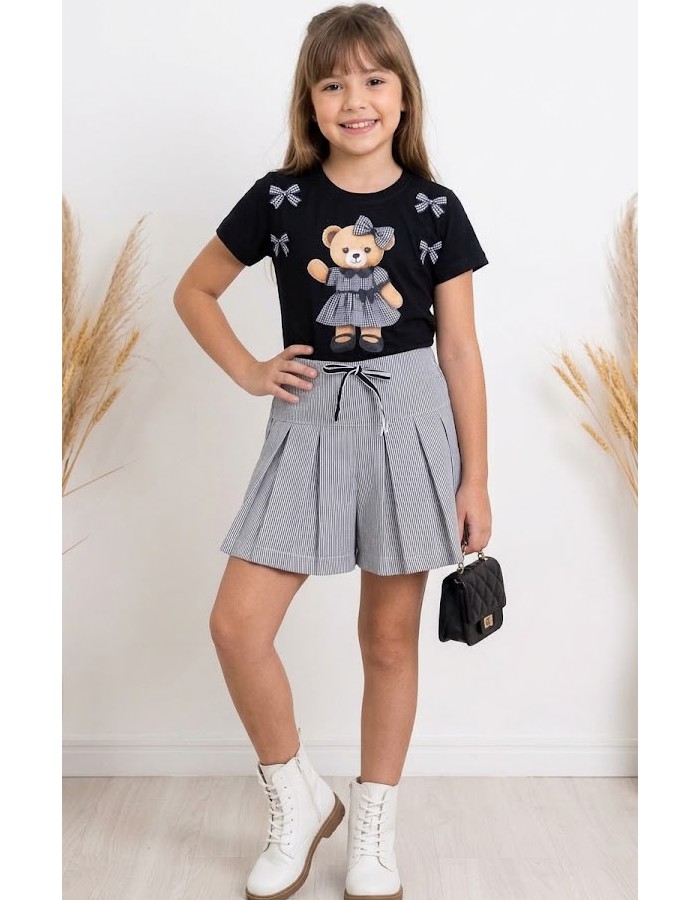 Conjunto Teddy  Blusa malha menegoti 