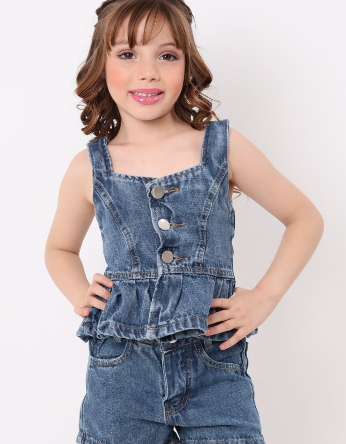 CROPPED JEANS INFANTIL DESGRADEADO