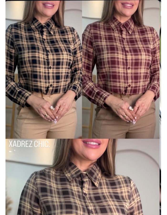 BLUSA XADREZ CREPE