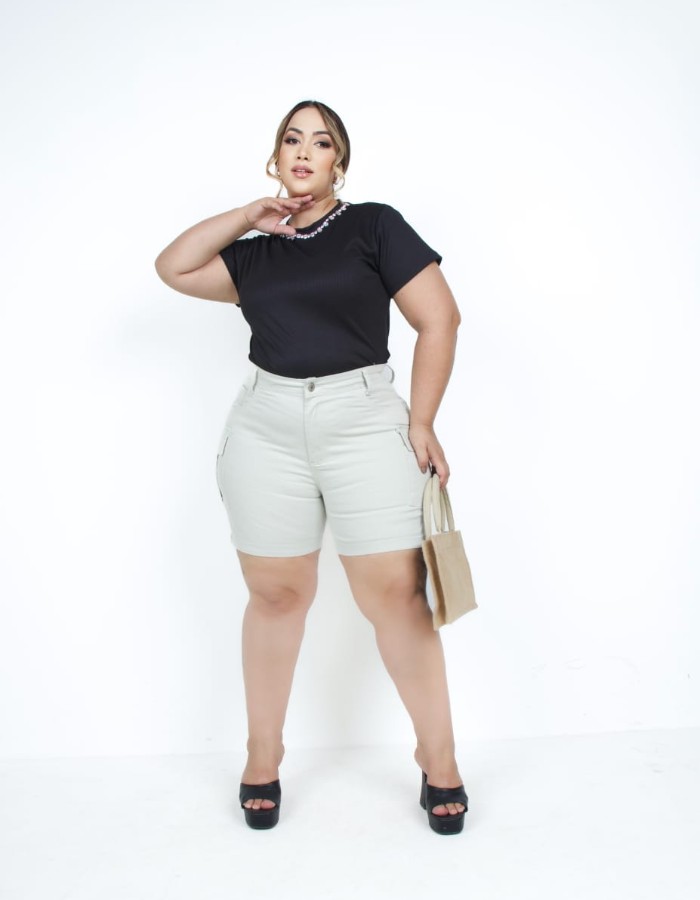 SHORT CARGO PLUS SIZE AREIA