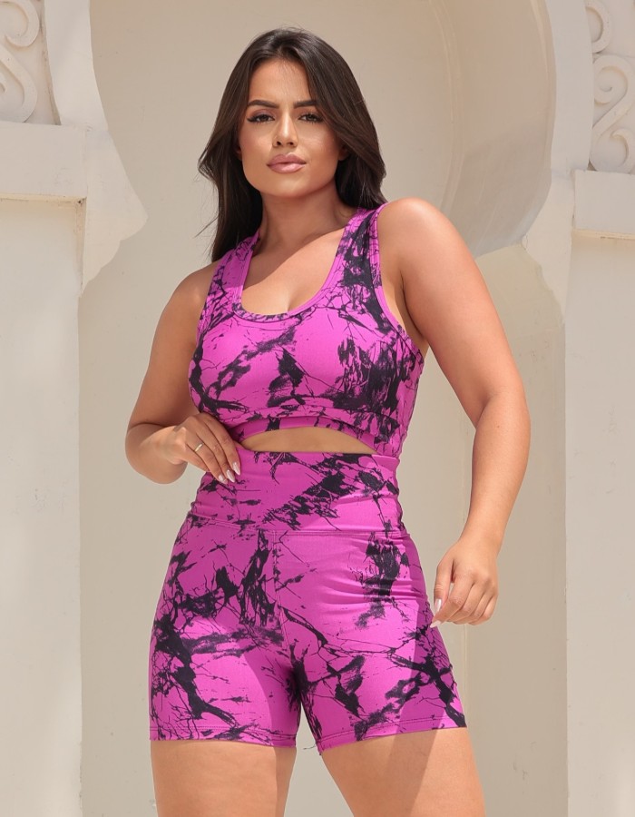 Conjunto fit curto tie dye