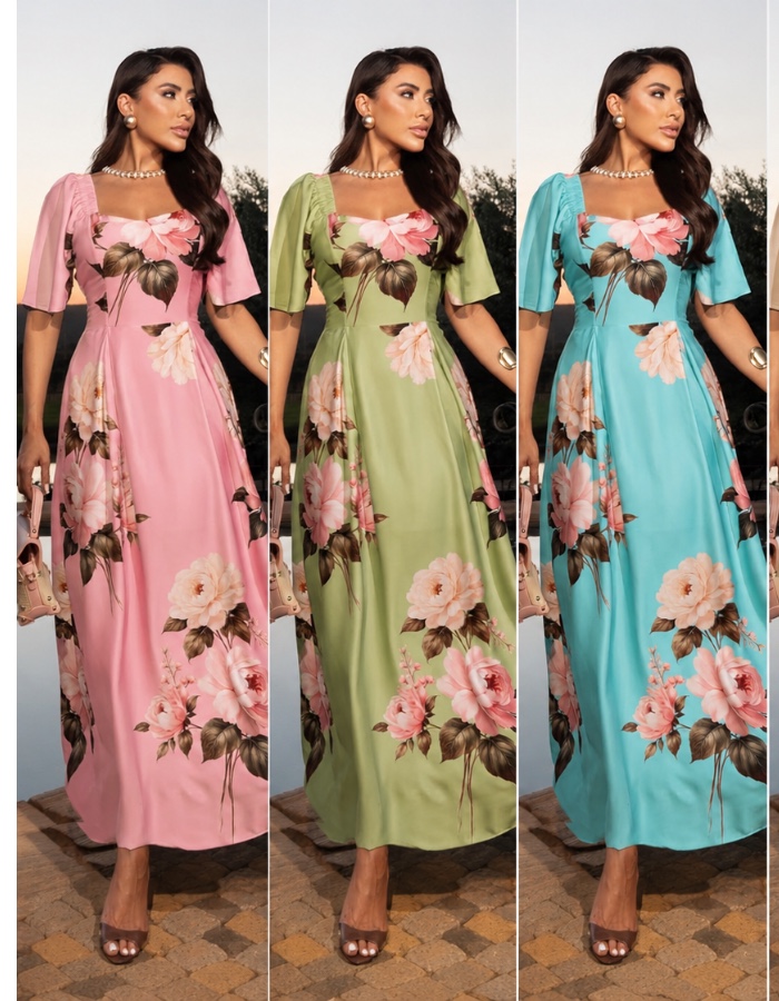 Vestido Longo Rosas
