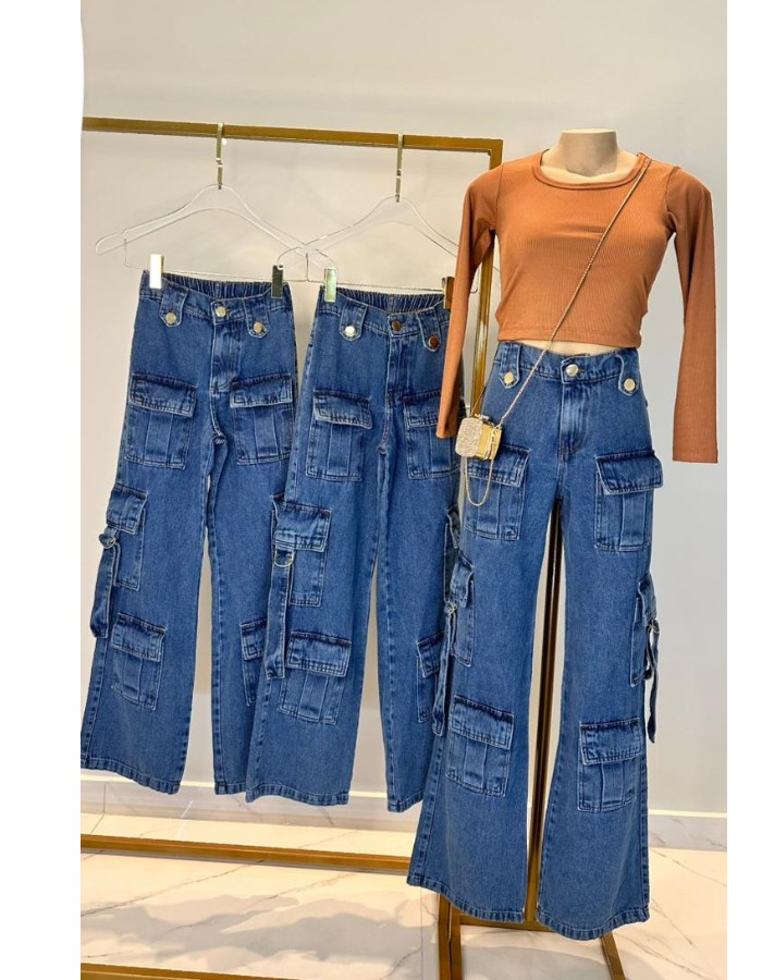CALÇA CARGO 6 BOLSOS COM ELÁSTICO 