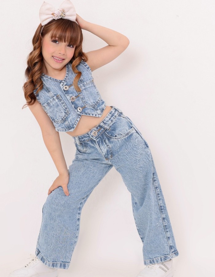 CROPPED JEANS (CLARO) INFANTIL DESGRADEADO