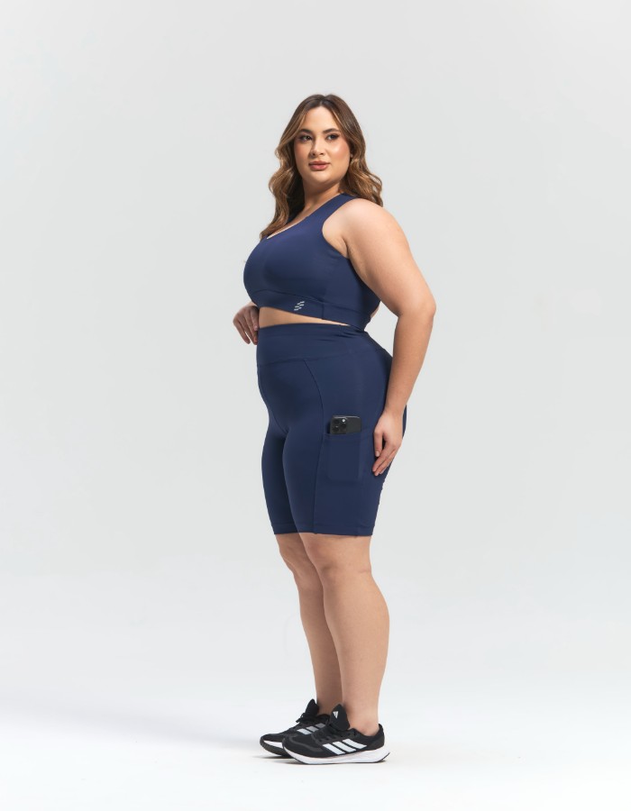 SHORT PLUS SIZE POLIAMIDA MAXXI COM BOLSO LATERAL 