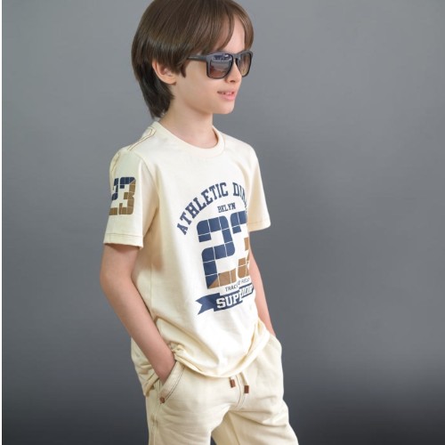Camisa estampada bege