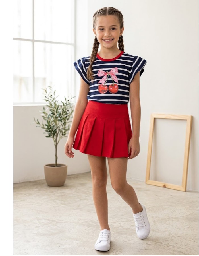 Conjunto short saia cereja 