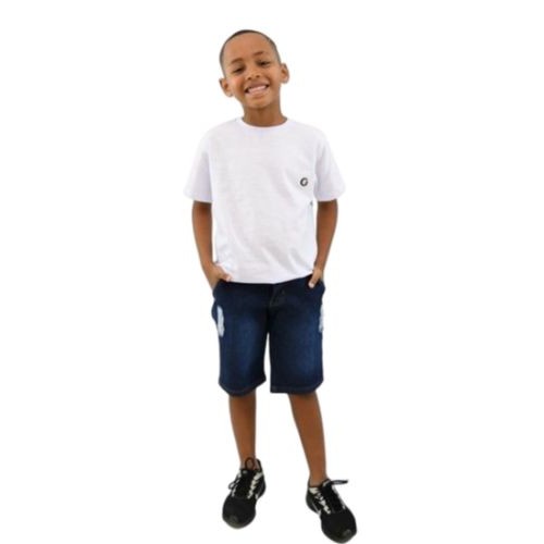 BERMUDA JEANS JUVENIL COM BOLSO EMBUTIDO MASCULINA