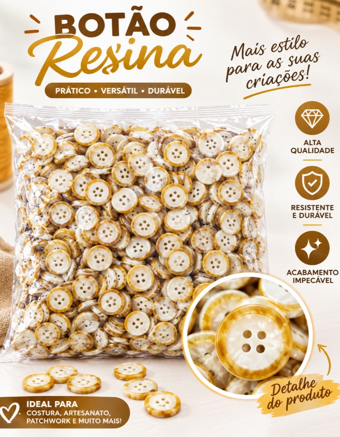 BOTAO MESCLADO 4 FUROS - PACOTE C/ 1000 PEÇAS