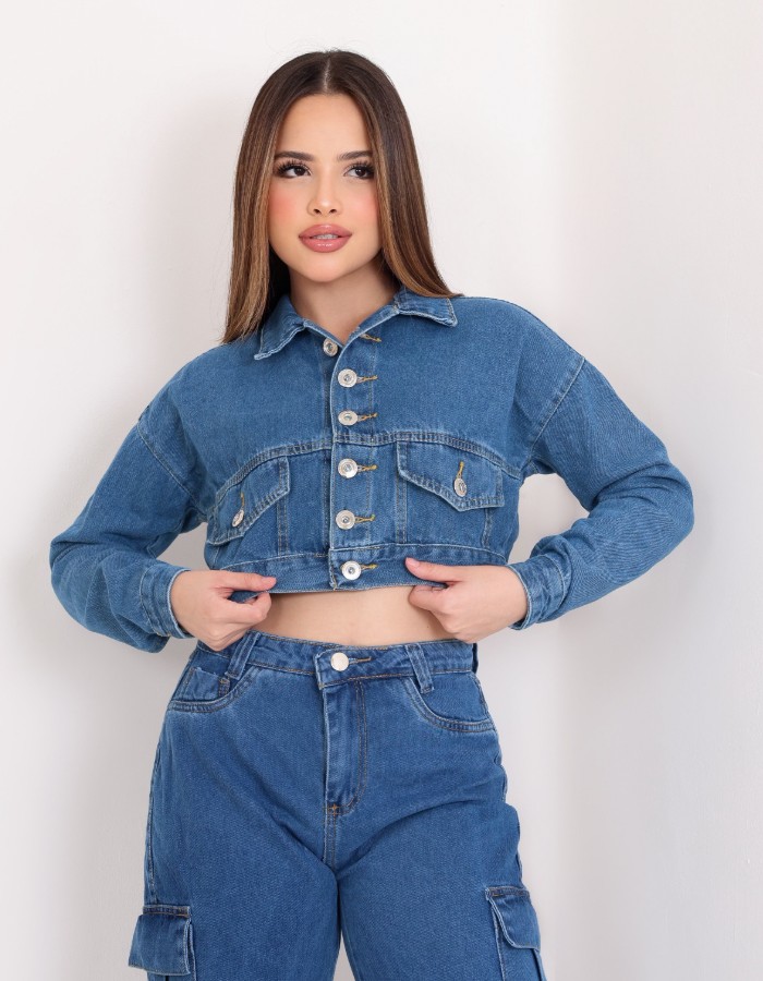 JAQUETA JEANS DESGRADEADA