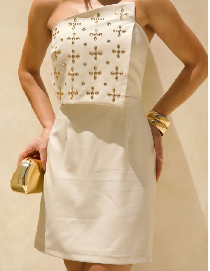 VESTIDO T/C COM PEDRARIA