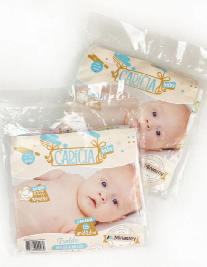 FRALDA ESTAMPADA CARICIA 65X65CM PCT 05 UNIDADES