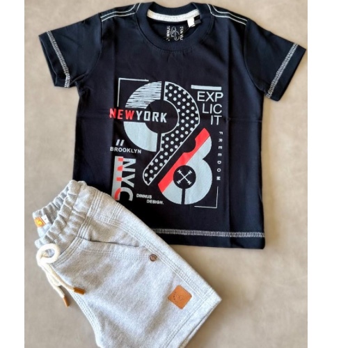 Conjunto camisa 98 + bermuda cinza 