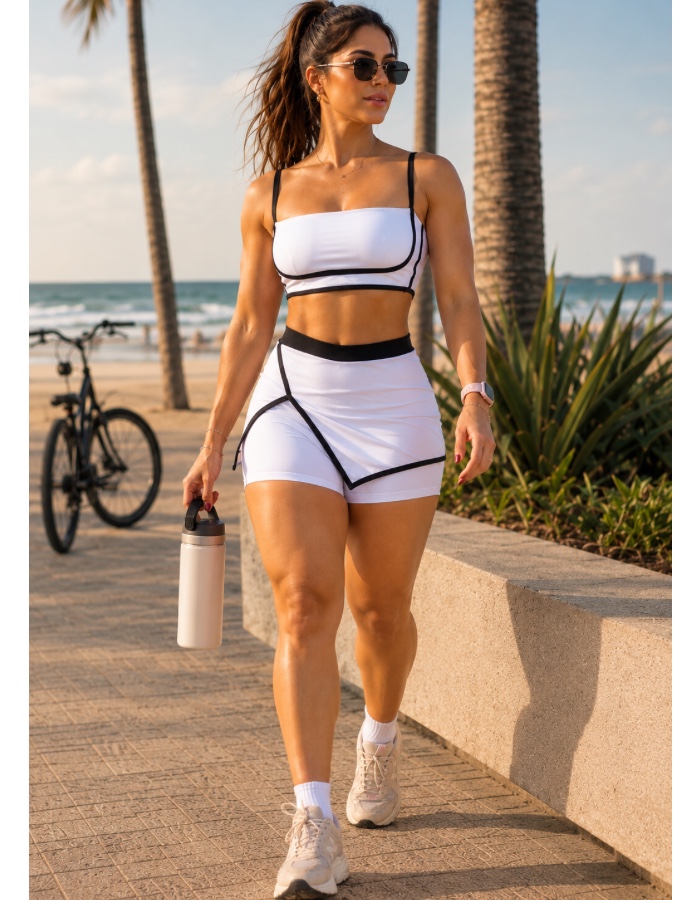 Conjunto Short Saia Friso 