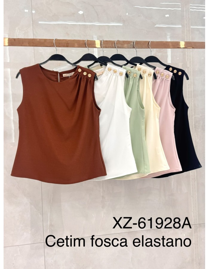 BLUSA DE CETIM C/ DETALHE NO OMBRO