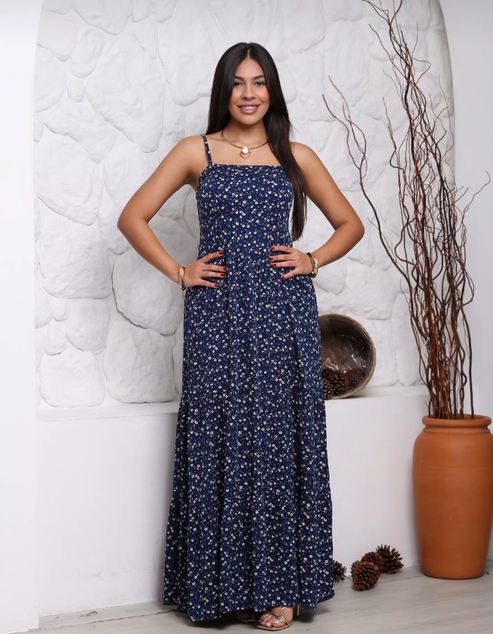 VESTIDO VISCOLINHO LONGO FORRADO