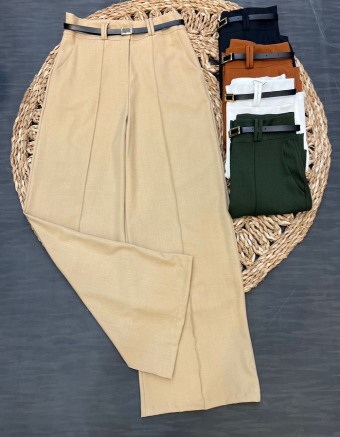 CALÇA PANTALONA TECIDO TWILL COM CINTO