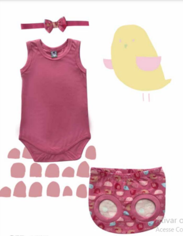BODY C/ TAPA FRALDA E TIARA FEMININO 1703 LIVNIC