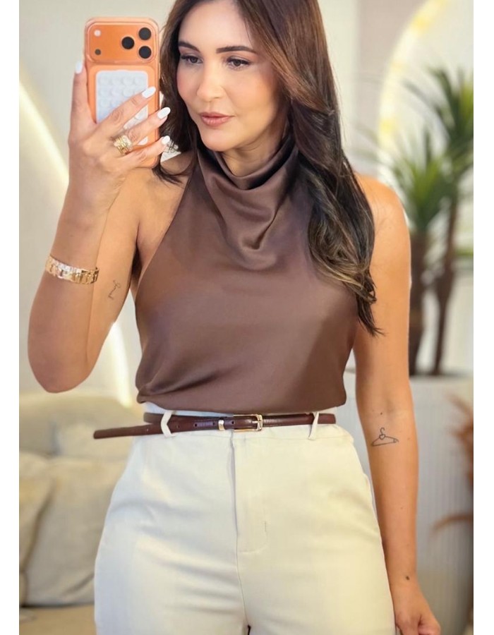 Blusa Crepe Seda Acetinado