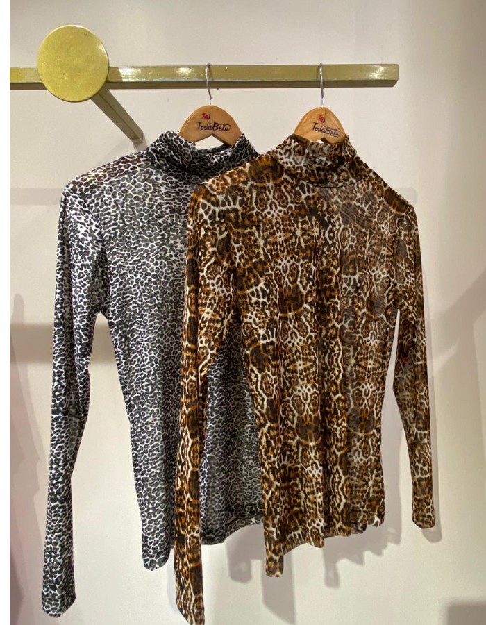 BLUSA GOLA ALTA ESTAMPADA