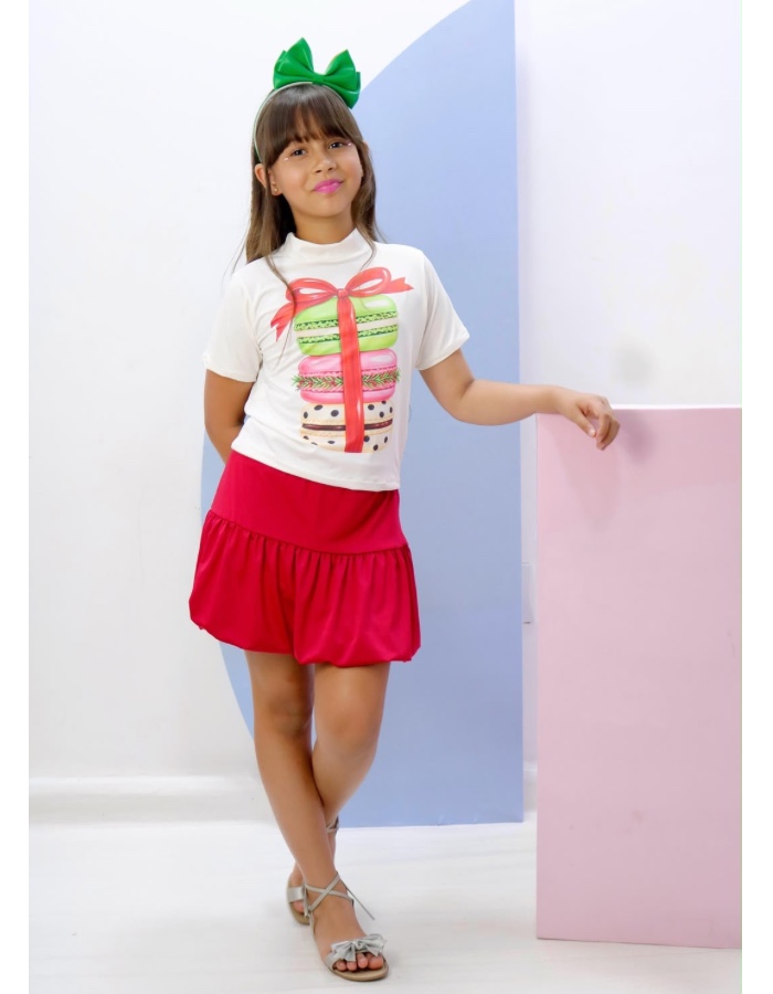 Conjunto saia balone vermelha 