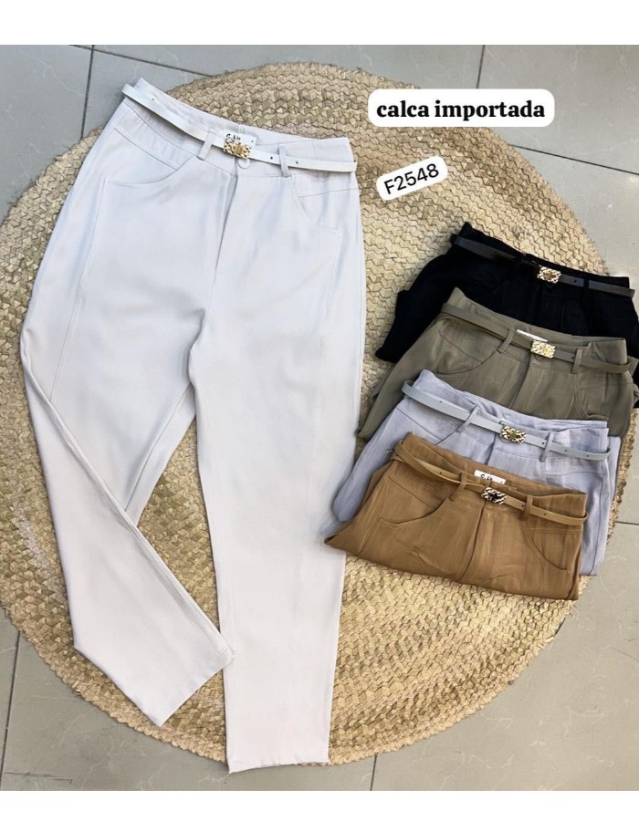 CALÇA TECIDO TWILL PREMIUM C/ CINTO COR DA PEÇA
