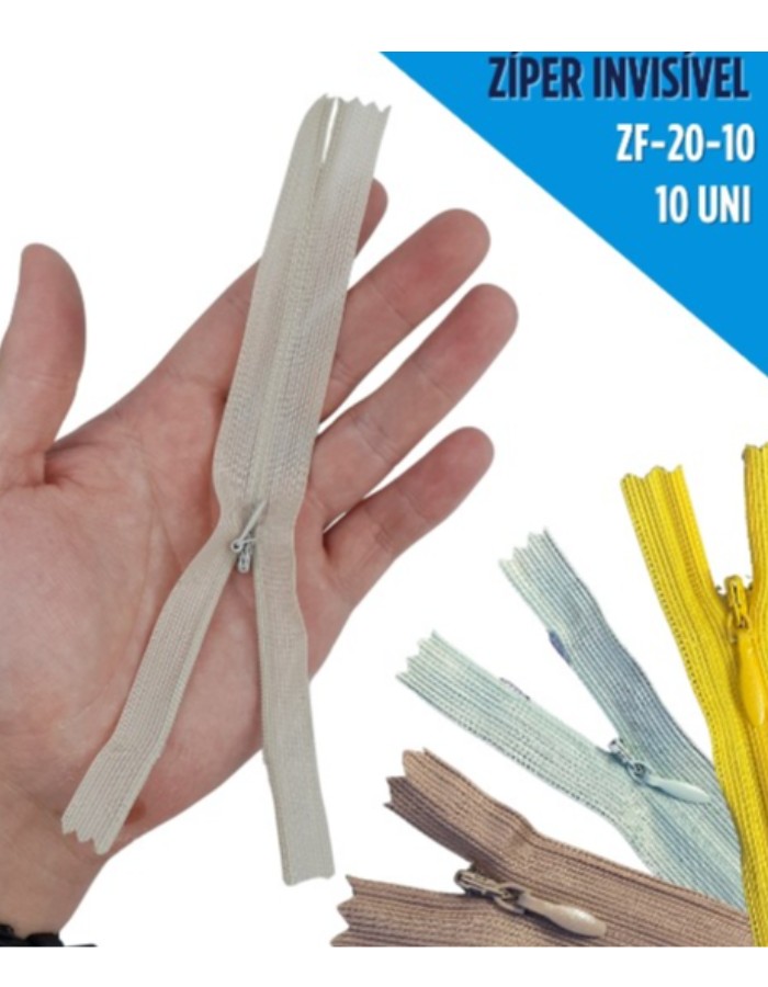 ZIPER INVISIVEL 15CM E 20CM  - C/ 10 UNIDADES 