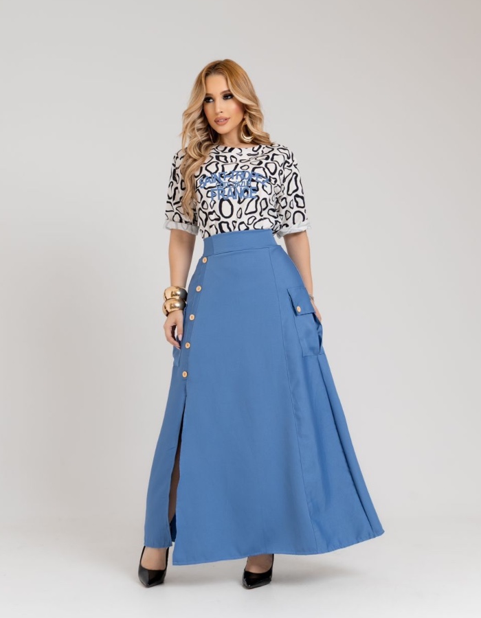 CONJUNTO TEE E SAIA LONGA