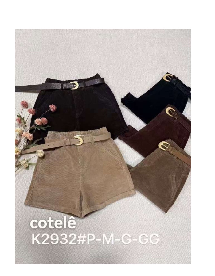 Short de cotelê com cinto