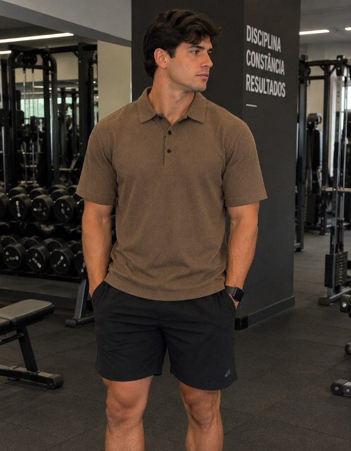 CAMISA POLO MASCULINA TEXTURIZADA KOTONEL