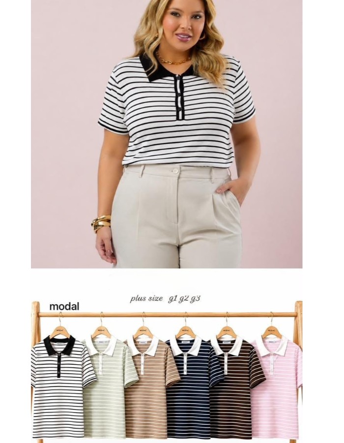 GOLA POLO PLUS SIZE ALGODÃO C/ ELASTANO