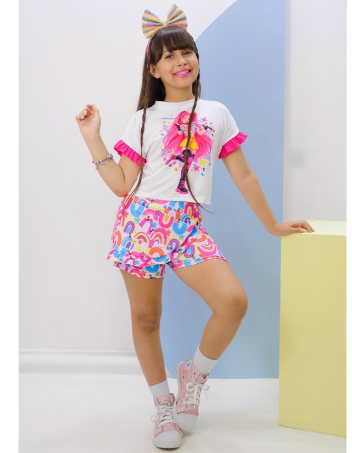 Conjunto kpop Com short saia 
