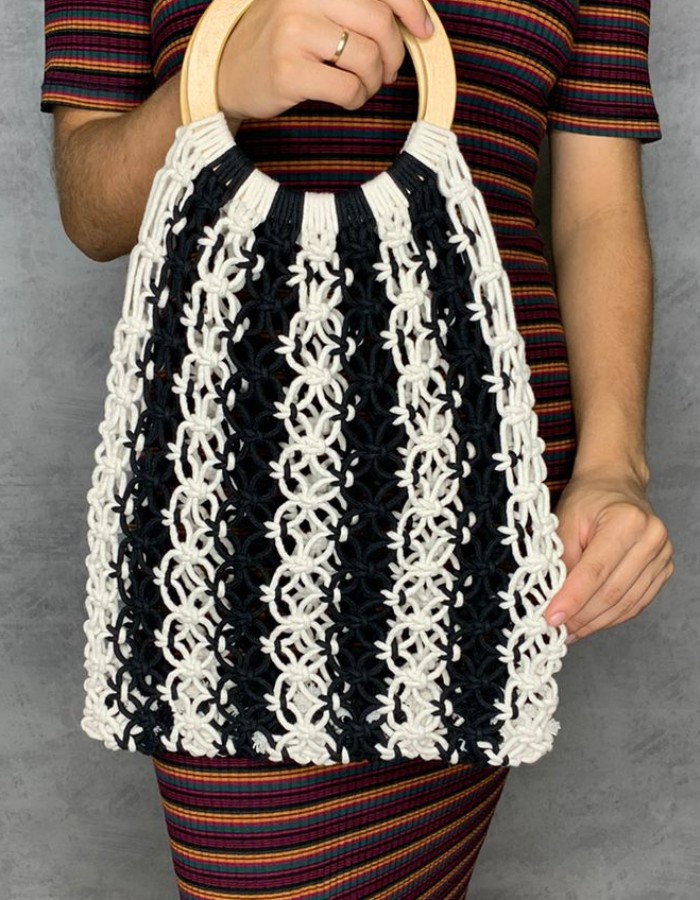 Bolsa Crochê Bicolor