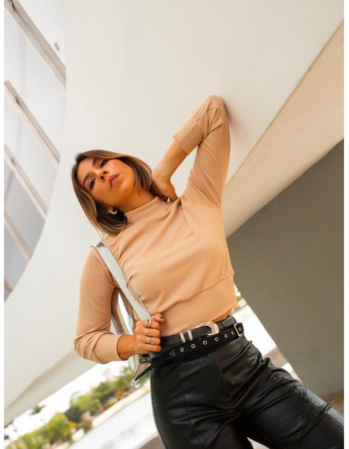 CROPPED MALHA MANGA LONGA