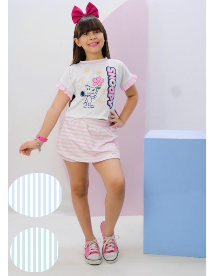 Conjunto listra Snoopy 3 cores 