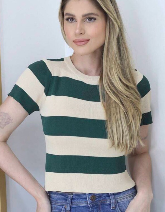 BLUSA TRICO MODAL LISTRA LARGA