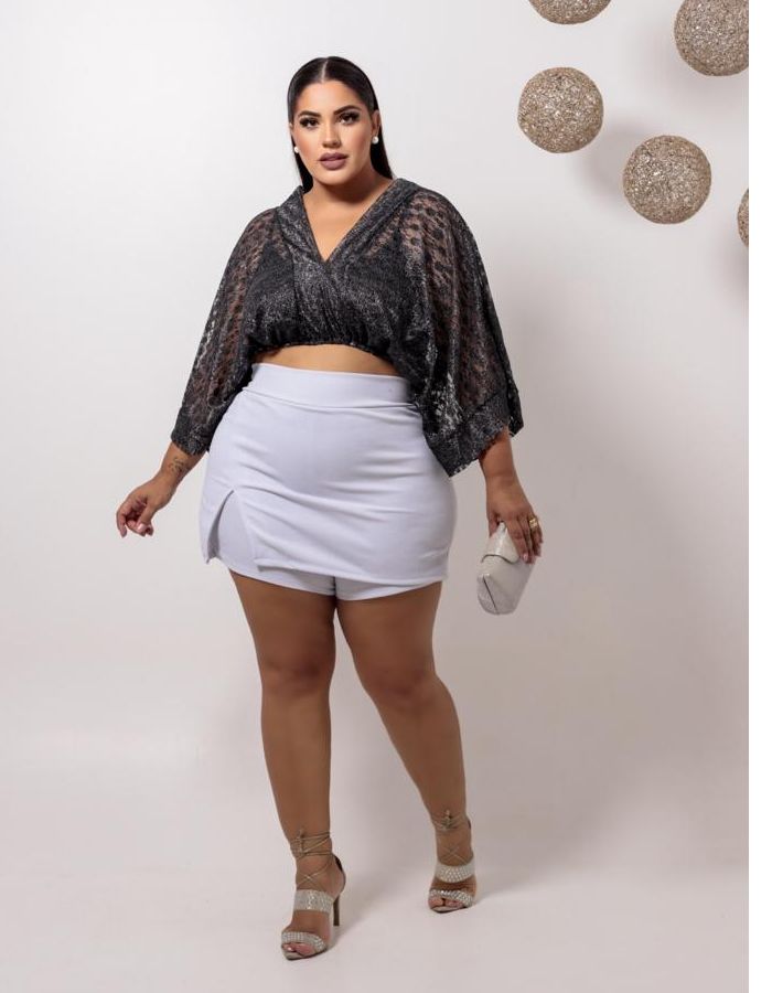 Short saia show c/ fenda 