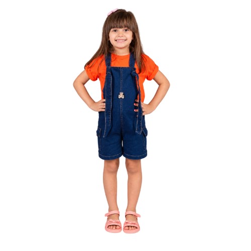 JARDINEIRA JEANS INFANTIL FEMININA 