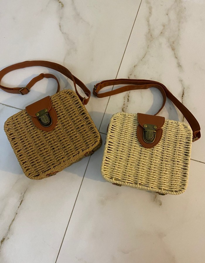 BOLSA DE PALHA QUADRADA